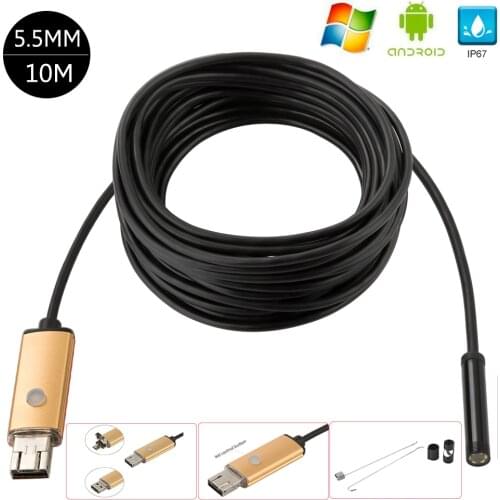 2 in 1 endoscope 5 m cable 5.5 mm 6 LED lens IP67 waterproof handheld detection endoscope for Android mobile phone PC tablet