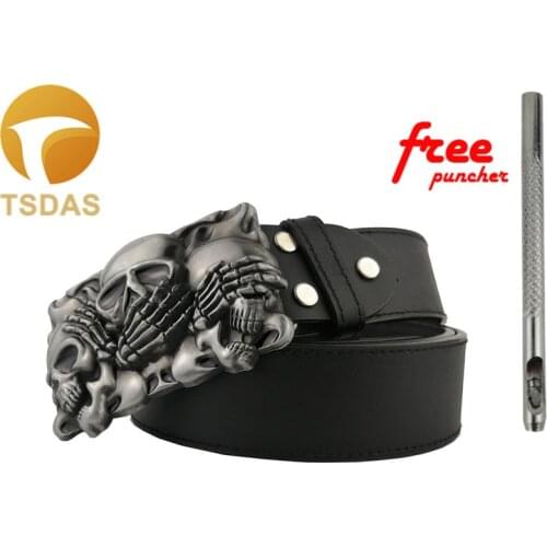 Silver Plated Skull Belt Buckle For Mens Jeans Accessories Metal Belt Buckle as Boys New Year Gift Drop Shipping