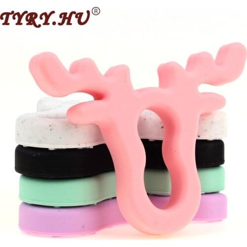TYRY.HU 1Pcs/Lot Deer Horn Shaped Baby Teether Food Grade Silicone Teethers BPA Free Baby Teething Mordedor For Baby Tooth Care