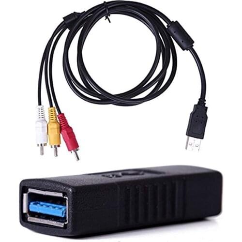 RCA to USB Audio/Video A/V Camcorder Cable for TV/PC + USB 3.0 F/F Adapter
