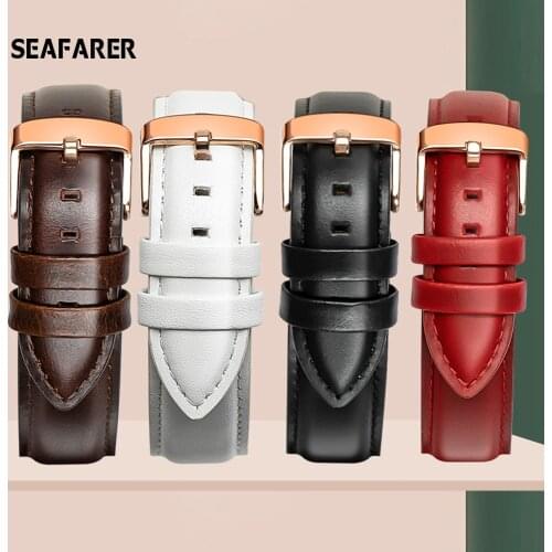 SEAFARER Quality Genuine Leather Watch Band 13mm 14mm 16mm 17mm 18mm 19mm 20mm Watchbands For DW Daniel Wellington Watch Strap
