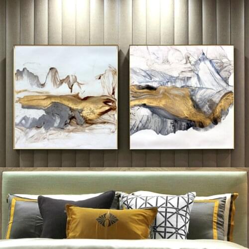 Modern Abstract Art Golden Mountain Oil Painting on Canvas Posters and Prints Wall Art Pictures for Room Cuadors Decor No Frame