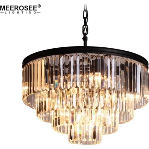Modern Crystal Chandelier Light Elegant K9 Smoky Gray Crystal Luminaire Suspension for Foyer Cafe Restaurant Fast Shipping