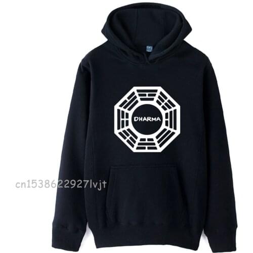 Adult Hoodie Print DHARMA LOST Swan Yin Yang Tai ji Long Sleeve Hooded Pullover Autumn Winter Sweatshirt Vintage Tops