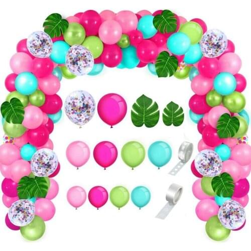 Tropical Hawaiian Pink Green Balloons Garland Arch Kit Party Decor Ballon