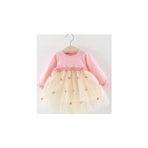 Infant Toddler Baby Girl Splicing Tulle Party Dress Long Sleeve Knitted Patchwork Dresses Children Girls Autumn Summer Dress