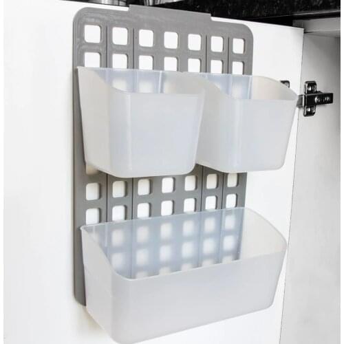 Kitchen Bathroom Over Cabinet Door Cupboard Rack Durable Hanging Storage Basket Holder Convenience Shelf Organizer Container