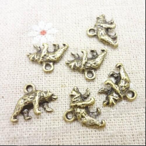 Wholesale 100 pcs Vintage Charms Bear Pendant Antique bronze Fit Bracelets Necklace DIY Metal Jewelry Making