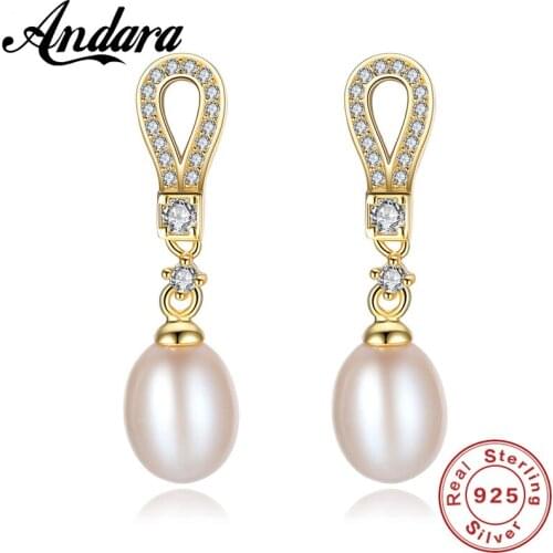 High Quality 925 Sterling Silver Jewelry Long Earrings for Women 8-9mm Natural Pearl Stud Earrings Wedding Luxury Jewelry