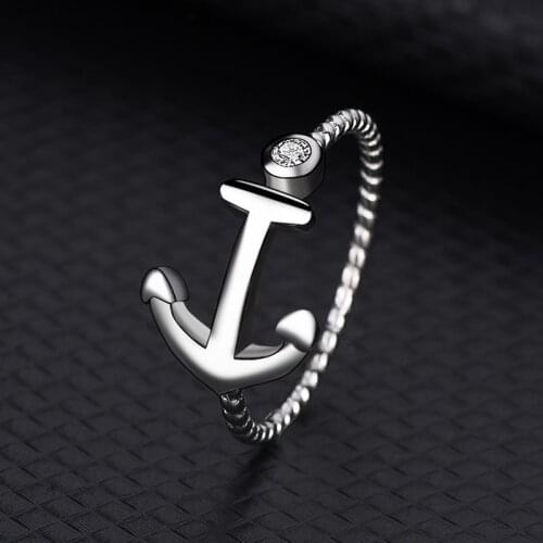 S925 Sterling Silver Ring Women Europe And America Simple Arrow Boat Anchor Hand Jewelry Factory Wholesale