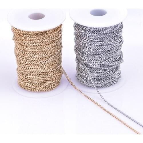 1Meter/Lot Stainless Steel 3mm Width Paper Clip Chunky Oval Link Chain Oil Dropped Gold Plated Necklace Jewelry