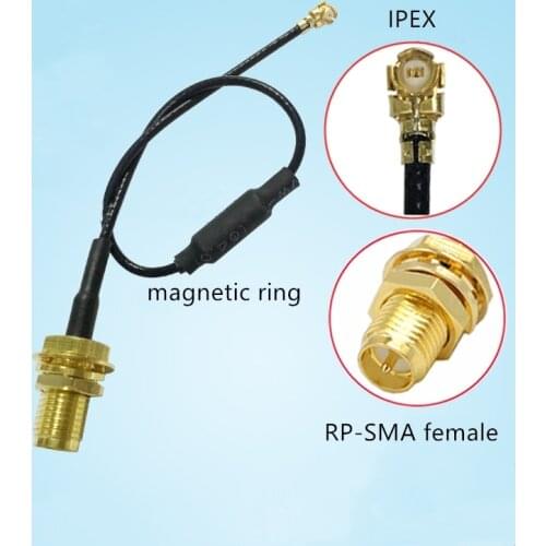 2pcs RP-SMA female to IPEX adapter cable SMA female to U.FL extension core with magnetic ring cable length 10-50cm
