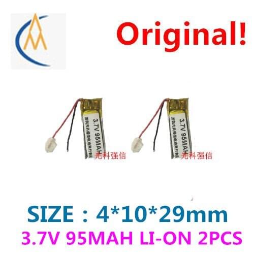 2PCS Polymer li-ion battery 3.7 V 401029 95 mah MP4 walkie-talkie/equipment/mini bluetooth headset 3 d glasses