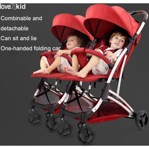Lightweight splittable twins baby carriage stroller sitting lying folding double stroller pram for twins baby