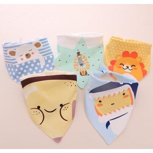 Baby Kids Cotton Bandana Drool Bibs Feeding Saliva Towel Fashion Baby Bibs Burp Cloths Printed Dribble Triangle Waterproof Bibs
