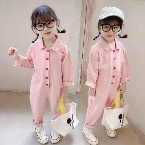 20 Autumn New Style Girls Cowboy Onesie Children Female Baby Long out Harun Coat Cowboy Fashion on Behalf
