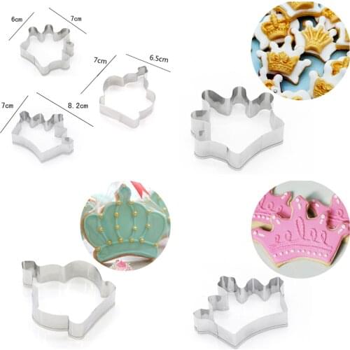 3d Princess Crown Mold Stainless Steel Biscuit Cookie Cutter Baking Mould King Queen Party Dessert Diy Cake Baking Tools