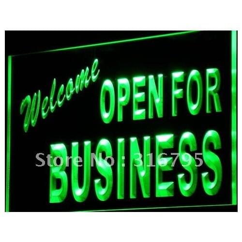 I751 Welcome OPEN For Business Shop LED Neon Light Light Signs On/Off Switch 20+ Colors 5 Sizes