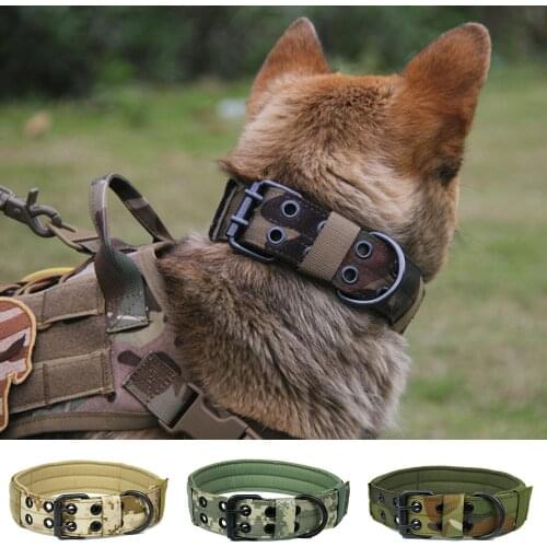 Camouflage Pet Collar Tactical Military Training Dogs Collar Necklace Choker Nylon Adjustable Large Dog Collar Accessories M-XL