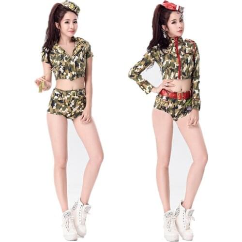 Sexy Womens Bar Club Stage Performance Camouflage Costume Halloween Cosplay Navy Sailor Costume S-XL