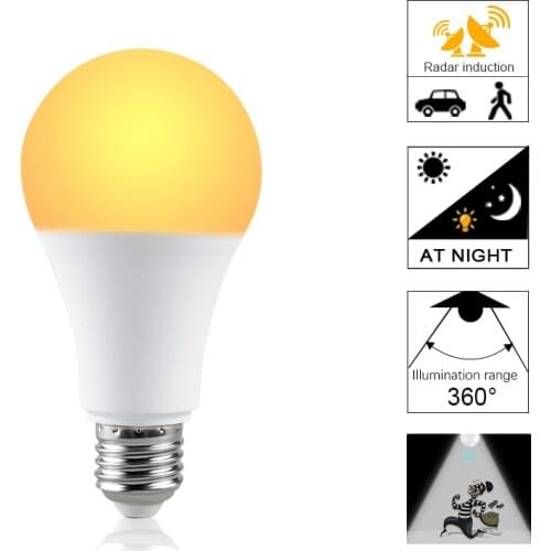 Radar PIR Motion Sensor LED Bulb Auto On Off at Darkness 10W 15W 20W 25W E27 Lamp 85-265V Energy Saving Light for Porch Stairs