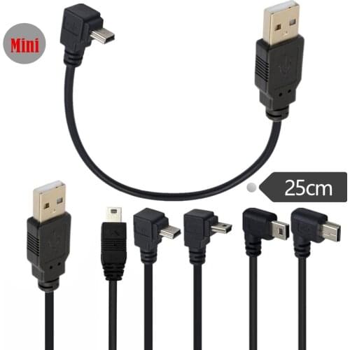 Mini USB 5pin Male Angled 90 Degree to USB 2.0 Male Data Cable for Garmin Nuvi GPS,Canon ,MP3 Players,SatNav,Camcorders