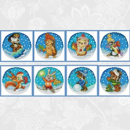 Cross-stitch-kit a Series of Small Animals DMC 14ct 11ct Count Print Canvas Embroidery Painting Handmade Needlework Sets