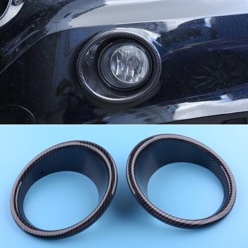 2Pcs/Set Black Car Front Fog Light Lamp Ring Trim Cover Carbon Fiber Style Fit For BMW X5 F15 2014 2015 2016 2017 2018