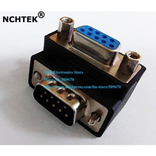 NCHTEK RS232 DB 9pin Male to Female Right Angled 90 Degree Adapter/Free DHL Shipping/100PCS