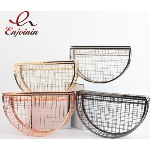 New design metal hollow oval fashion womens casual clutch bag ladies chain purse shoulder bag handbag crossbody messenger bag