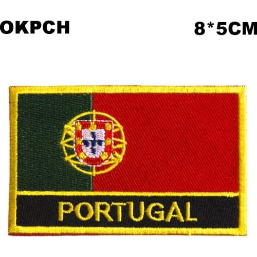 Portugal Flag patcheswork fabric embroidery patch cutstom DIY stickers on clothing with iron PT0146-R