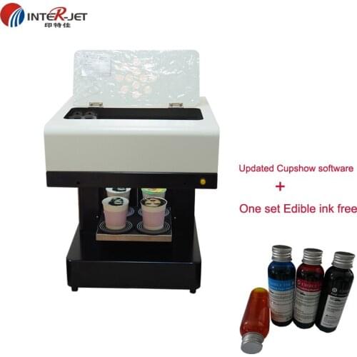 20*20cm with update cupshow software Latte art Coffee printer Beer Milktea coffee Flatbed Food machine 4*100ML Edible ink free