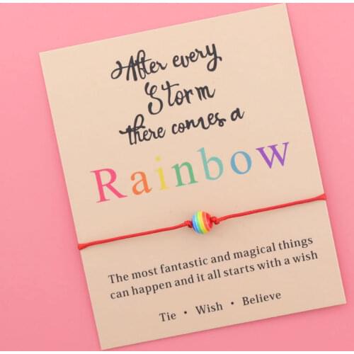 Rainbow Wish Bracelet Rainbow Style 8mm Rainbow Bead Friendship Beaded String Bridge Bracelet New Women Men for Jewelry Gift