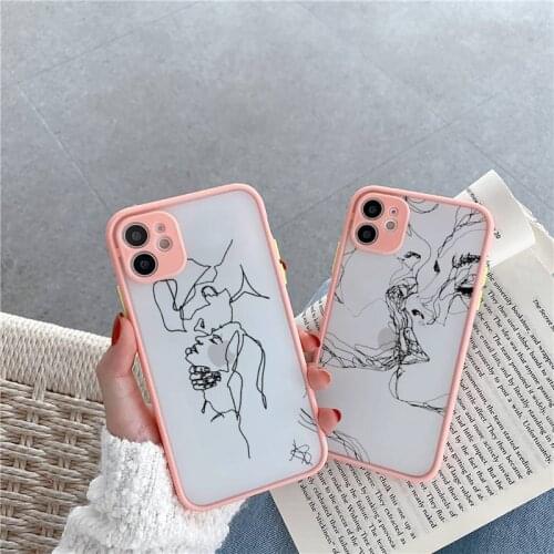 Kiss More Often Line Drawing Abstract Art luxury Phone Cases matte transparent For iphone 7 8 11 12 plus mini x xs xr pro max