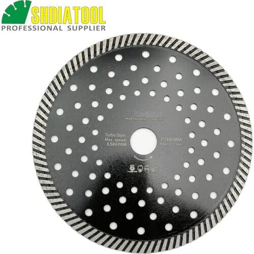SHDIATOOL 1 pc 180MM Diamond hot pressed superthin diamond turbo blade for hard material ceramic tile granite cutting disc