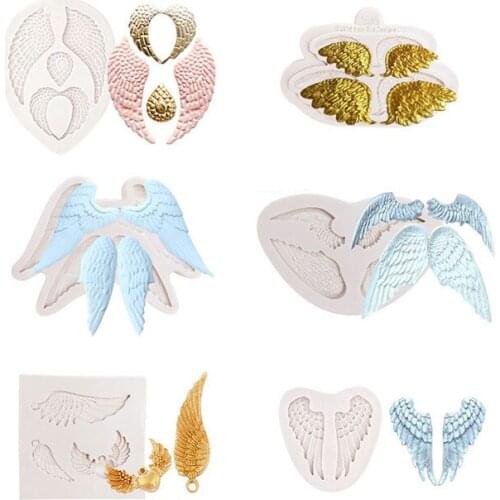 Angel Wings Silicone Mold Feather Sugarcraft Baking Tool DIY Chocolate Cake Decoration Accessories Epoxy Pendant Keychain Mould