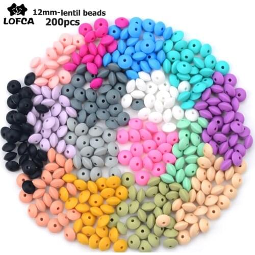 12MM 200pcs/lot Silicone lentil Beads Silicone BPA Free DIY Charms Newborn Nursing Accessory Teething Necklace Teething Toy