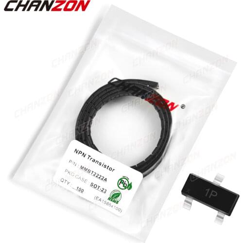 100Pcs MMBT2222A SOT-23 SMD NPN Transistor Bipolar Junction BJT Triode Tube Fets 600mA 40V Mark 1P DIY Integrated Circuits