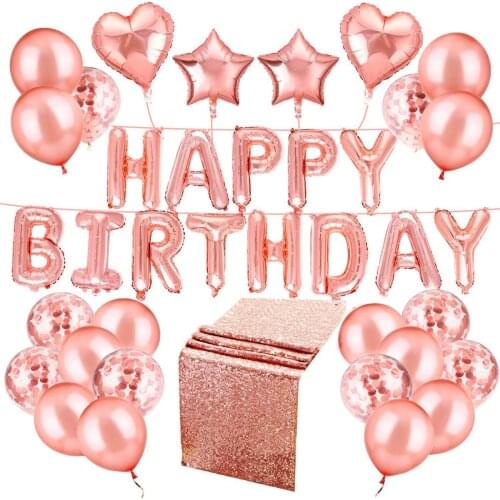 Rose Gold Balloon Happy Birthday Party Star Ballon Baby Shower Party Balon Bride To Be Baloon Sweet 18 Year Old Birthday Banner