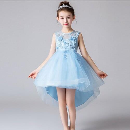 Flower girl Bridesmaid girl wedding party birthday Pearl Dresses with Tails to attend the first dress vestidos de fiest