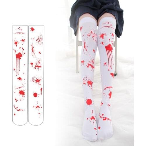 1 pair New Printed Thigh High Sock Stocking Women Halloween Party Cosplay Accessories Decor Women Girl Christmas Gift