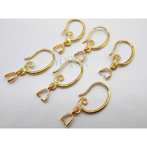 100PCS 18K Gold Smooth Irregular Circle Surface Womens Ear Hook Earrings Blank Base DIY Jewelry Making Result Accessory