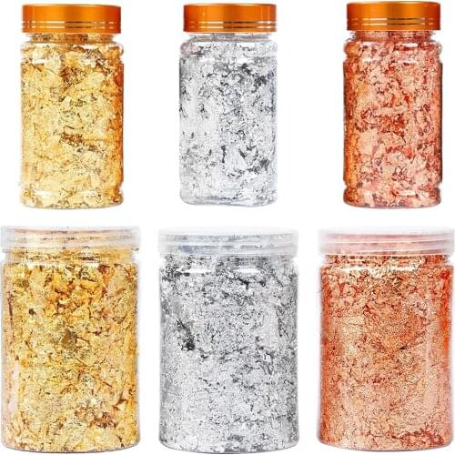 3 Color Gold Foil Paper Decoration Imitaition Gold Flake Siver Leaf Nail Rose Gold Gilding DIY Art Craft Imitation Gold Flakes