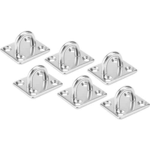 304 Stainless Steel 5mm Thick Ring Square Sail Shade Pad Eye Plate Boat Rigging 6pcs Drop shipping