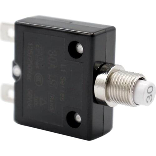 30A Manual Reset Thermal Circuit Breaker Overload Protector Switch + Black Cap