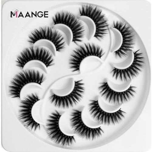 MAANGE 7 Pairs HandMade Mink Eyelashes Makeup 3D Mink Lashes Natural False Eyelashes Long Eyelashes Extension Fake Eyelash