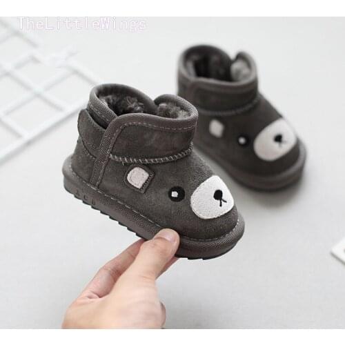 2021 Winter New Casual Warm Baby Boys Snow Boots Childrens Soft Bottom Low Top Cartoon Girls Walking Shoes 0-1-3 Years Old
