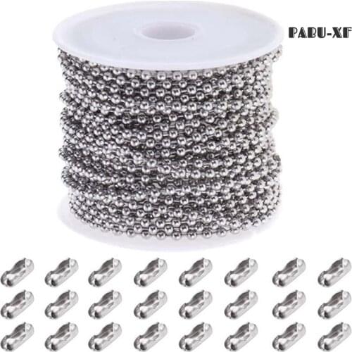 10 Feet Ball Chains Necklace 24 Pieces Matching Connectors Clasps Silver Plated Jewelry Making Chains for Pendant Necklace DIY