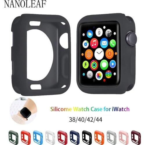 Solid Color TPU Protective Bumper Case for Apple Watch 38MM 42MM 40MM 44MM Silicone Full Protection Durable Shock Proof Shell