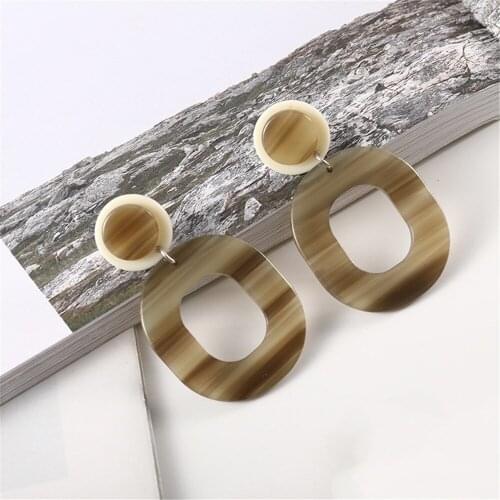 CRLEY New Fashion Earrings Acetate Personality Acrylic Earring Atmosphere Exaggerated Edition Punk Geometric Oval Jewelry